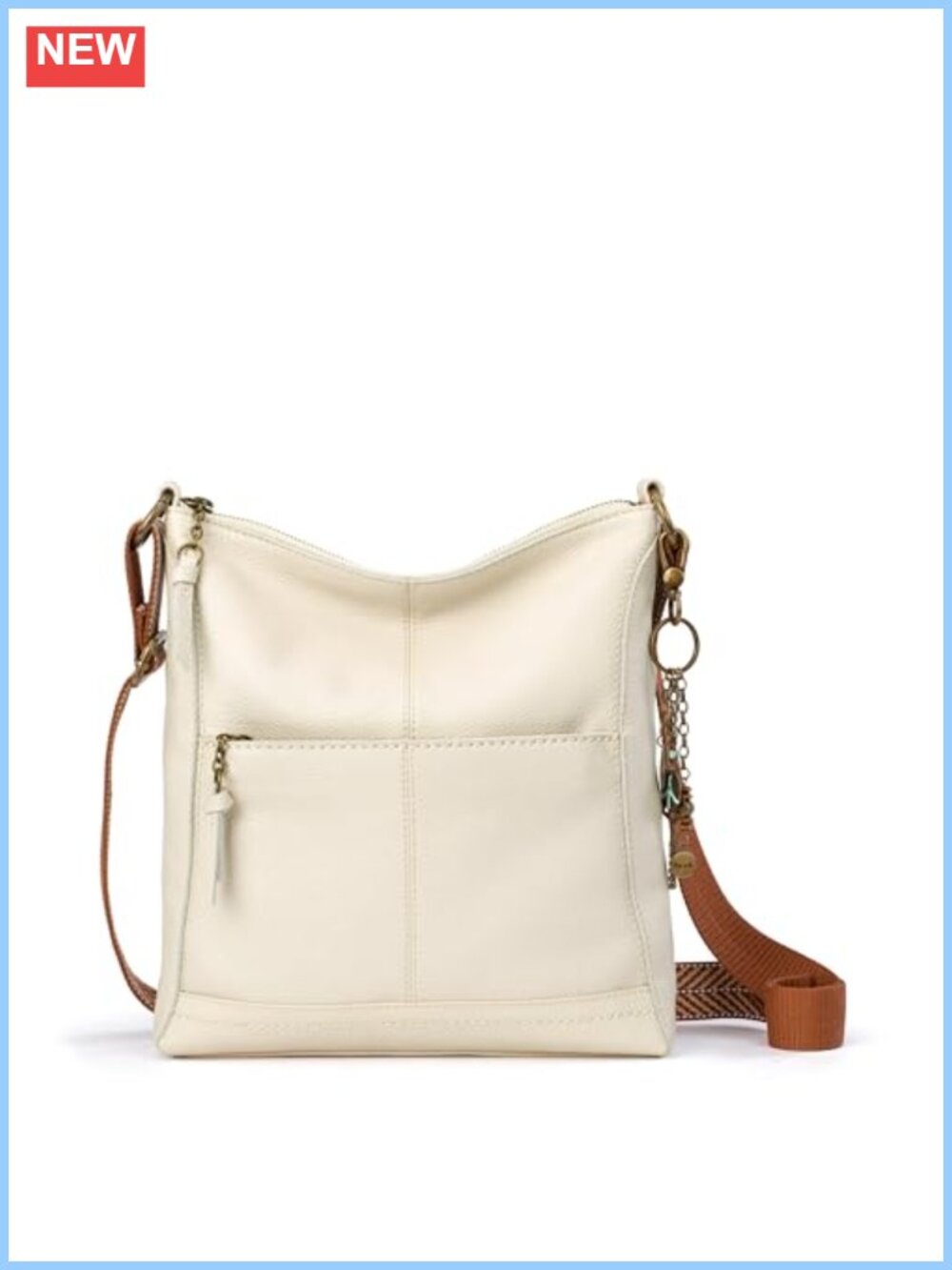 Leather Crossbody Bag with Adjustable Strap & Zipper Closure